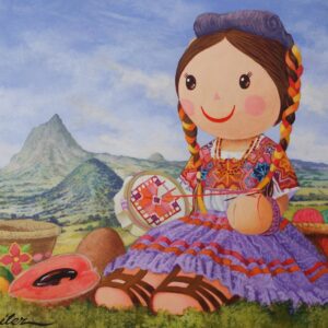 “Ternura entre Siete Cerros” celebra la delicadeza de Chicontepec de Tejeda a través de la muñequita bordando entre la tradición y la belleza de sus cerros sagrados.