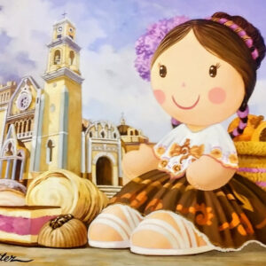 alt="Obra original Xalapeña Ternura de Roberto Benítez, óleo sobre masonite MDF, 30 x 40 cm, pieza única y certificada"