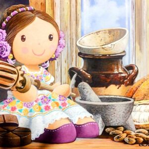 alt="Obra original Chocolatera Ternura de Roberto Benítez, óleo sobre masonite MDF, 30 x 40 cm, pieza única y certificada"